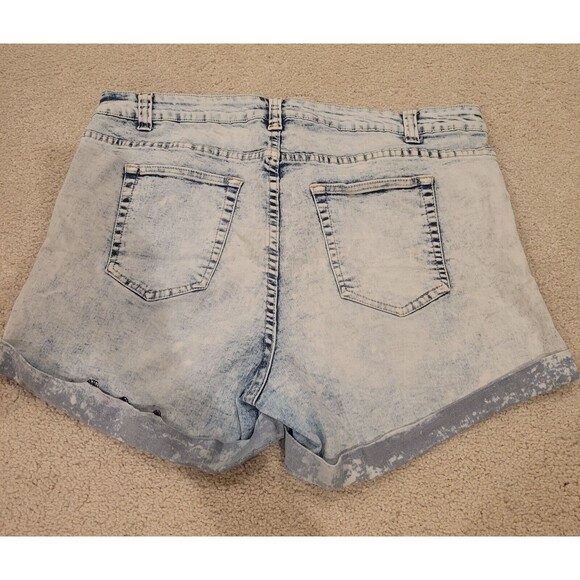 Forever 21 Plus Size Women 16 Stone Wash Jean Denim Shorts Rolled Distressed - Picture 2 of 6